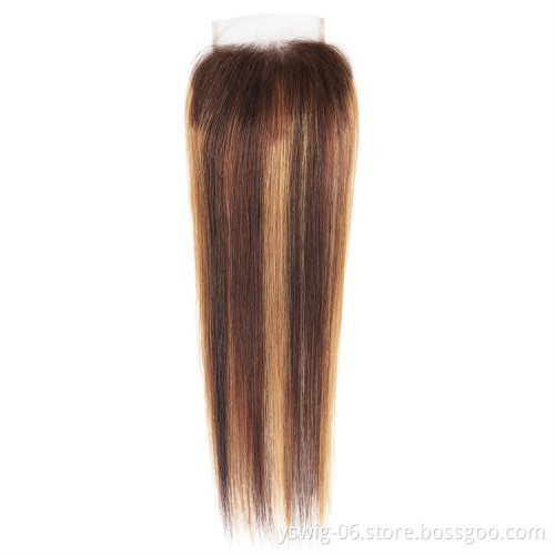 YS Wholesale Price Piano P4-27 Highlight Packet Indian Human Hair Bundles with Closure One Package is Enough For A Full Head